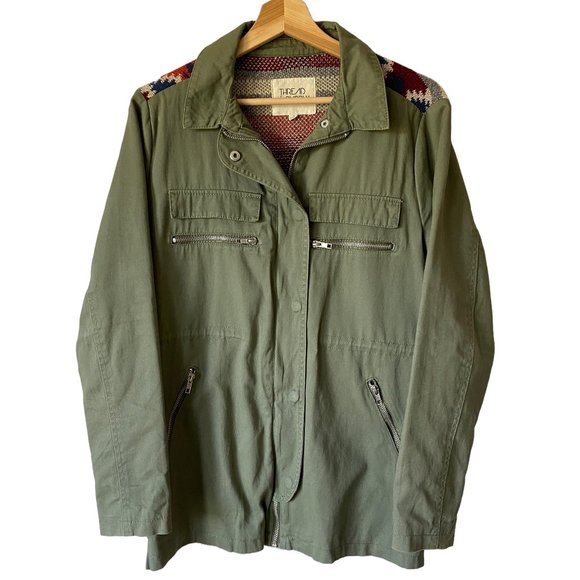 Thread & Supply Southwestern Aztec Utility Lightweight Jacket Pockets Size Med - Picture 2 of 16
